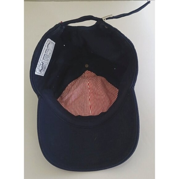 Herschel Unisex Cap Adjustable Baseball Hat Dark Blue Adult Bird Logo RARE - Picture 2 of 10